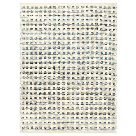 vidaXL Tapis en laine et denim 80 x 150 cm Bleu/Blanc