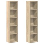 vidaXL Armoires à CD 2 Pièces Chêne sonoma 21x16x93 5 cm Aggloméré