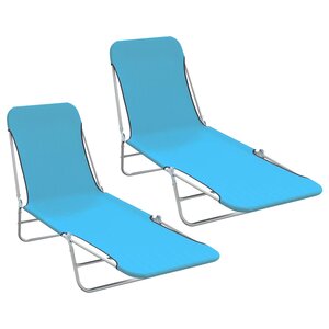 vidaXL Chaises longues pliables lot de 2 Acier et tissu Bleu
