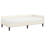 vidaXL Cadre de lit d'angle avec matelas Autre 2 Pièces Crème Velours