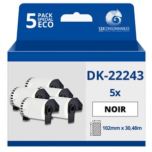 Pack de 5 Rouleaux Étiquettes compatible BROTHER DK-22243 - Largeur 102 mm x 30 48 m