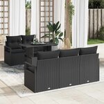 vidaXL Ensemble de canapé de jardin 6 Pièces Noir 100 x 55 x 73 cm