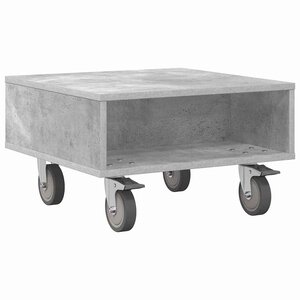 vidaXL Table d'appoint avec roues Gris béton 50 5 x 50 x 30 cm