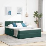 vidaXL Lit de Rangement avec matelas Vert foncé 140 x 200 cm Velours