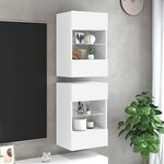 vidaXL Meubles muraux avec lumières LED pour TV 2 Pièces blanc 40x30x60 5 cm