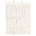 vidaXL Cloison de séparation 3 panneaux Blanc 120x165 cm Bois manguier