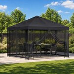 vidaXL Abri de jardin avec parois 3 x 3 m Noir Polyester et Acier