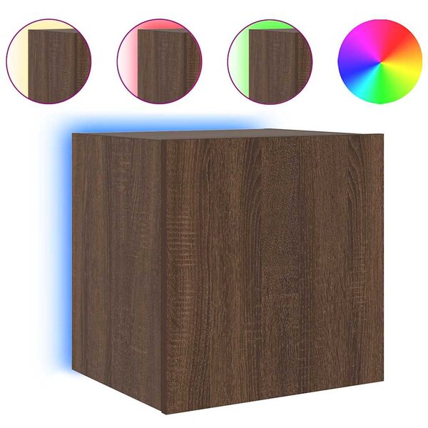 vidaXL Meuble TV mural avec lumières LED chêne marron 40 5x35x40 cm