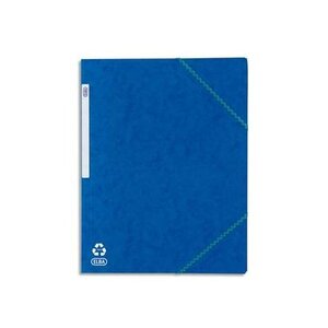 Chemise A4 carte lustrée TOP File 3 rabats à élastique Bleu ELBA