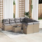 vidaXL Ensemble de canapé de jardin avec coussin 9 Pièces Beige et gris
