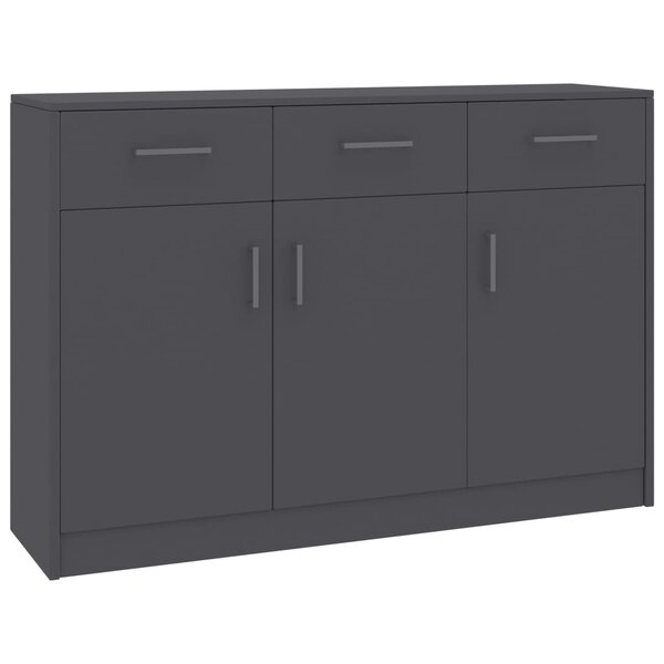vidaXL Buffet Gris 110x30x75 cm Bois d’ingénierie