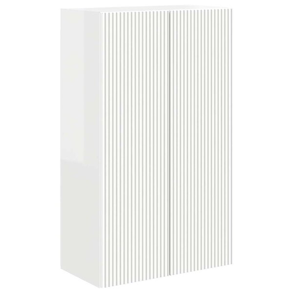 vidaXL Meuble TV mural Montage mural Blanc brillant 59 5 x 31 x 100 cm