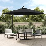 vidaXL Parasol déporté avec lumières LED Noir 350 cm