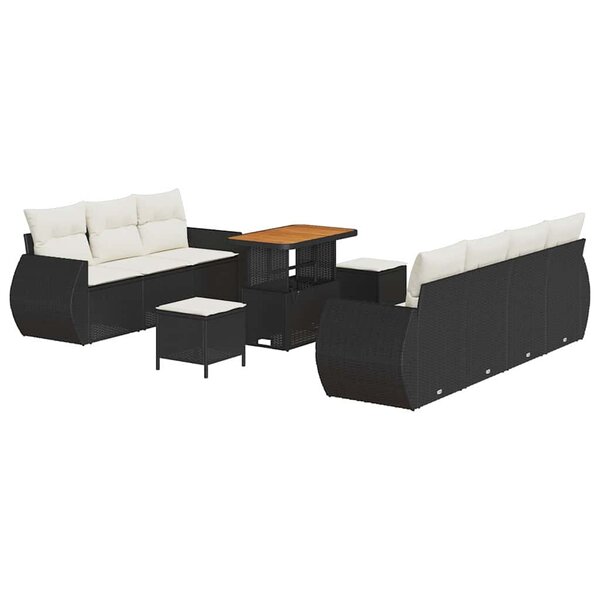 vidaXL Ensemble de canapé de jardin avec coussin 10 Pièces Noir et crème