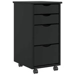 vidaXL Armoire roulante avec tiroirs MOSS noir bois de pin solide