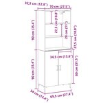 vidaXL Haut Armoire Montage mural 2 Pièces Chêne noir 70 x 34 x 180 cm