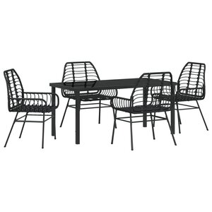 vidaXL Ensemble de salle à manger de jardin 5 pièces Noir Poly Rattan