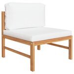 Vidaxl salon de jardin 6 pièces avec coussins crème bois de teck solide