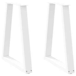 vidaXL Pieds de table à manger en forme de V 2 pièces blanc 60 x (72-73 3) cm acier