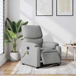 vidaXL Fauteuil de massage inclinable électrique gris clair tissu
