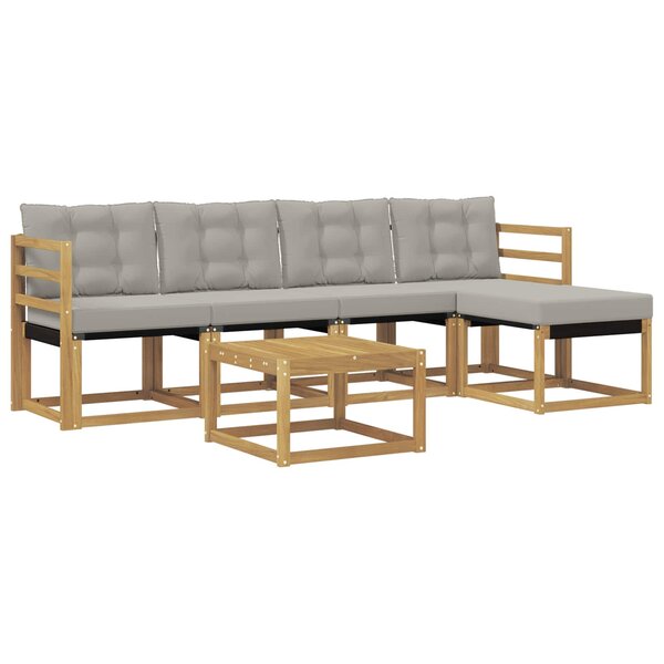 vidaXL Ensemble de canapés d'extérieur 6 Pièces Blanc et gris clair