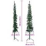 vidaXL Demi sapin de Noël artificiel mince avec support Vert 180 cm