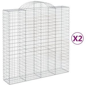 vidaXL Paniers à gabions arqués 2 Pièces 200x50x200/220 cm Fer galvanisé