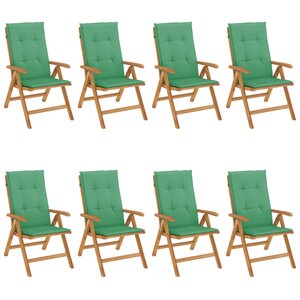 vidaXL Chaises de jardin inclinables et coussins lot de 8 teck solide