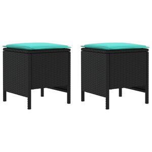 vidaXL Pouf de Jardin 2 Pièce Noir et turquoise 38 x 38 x 45 cm
