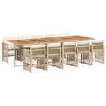 vidaXL Ensemble à manger de jardin et coussins 11 Pièces beige poly rotin