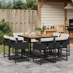 vidaXL Ensemble à manger de jardin 9Pièces coussins noir résine tressée