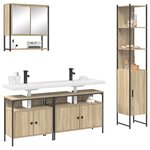 vidaXL Ensemble de mobilier de salle de bain 4 Pièces Chêne Sonoma