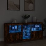 vidaXL Buffet avec lumières LED chêne fumé 162x37x67 cm