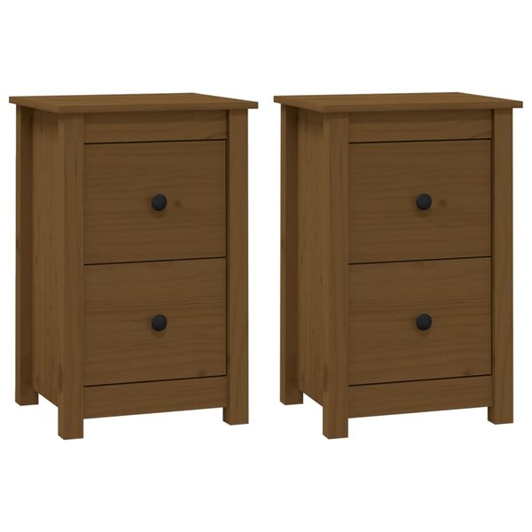 vidaXL Tables de chevet 2 Pièces Marron miel 40x35x61 5 cm Pin solide