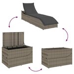 vidaXL Chaise longue pliante coussin et rangement gris résine tressée