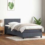 vidaXL Sommier à lattes de lit et matelas et LED gris foncé 80x220 cm velours