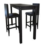 Set de 1 table de bar et 2 tabourets noir