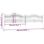 vidaXL Portail et sommet de lance Noir 406x120 cm Acier enduit poudre