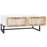 vidaXL Table basse blanc 80x40x35 cm Bois d'ingénierie et fer