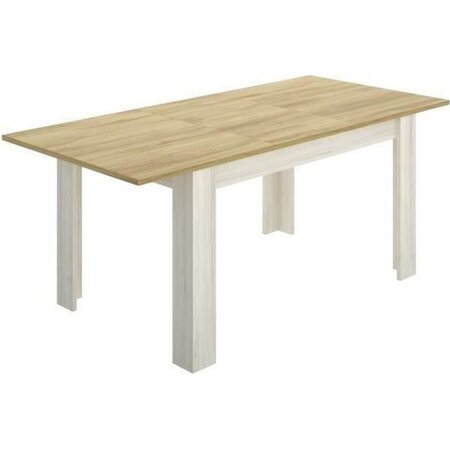 Table a manger extensible 6-8 personnes - Décor chene clair - L 140/190 x P 90 x H 77 cm - DINE