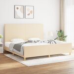 vidaXL Cadre de lit avec tête de lit Crème 200 x 200 cm Tissu