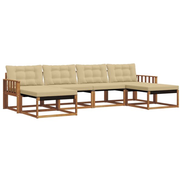 vidaXL Ensemble de canapés d'extérieur 6 Pièces Naturel et Beige