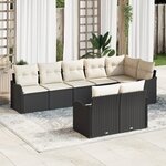 Ensemble de 8 pièces de canapé de jardin avec coussins noir poly rattan