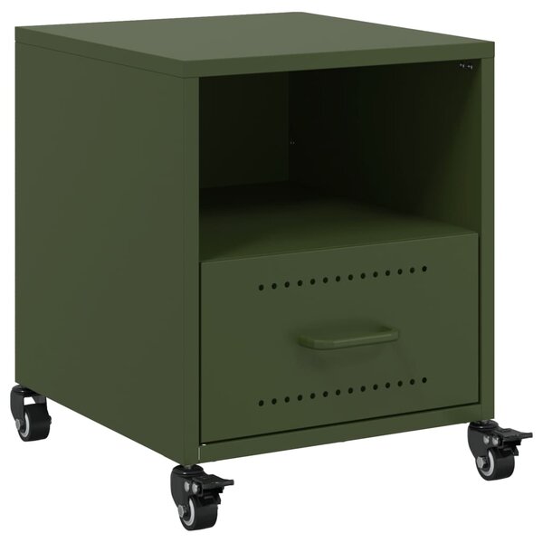 vidaXL Table de chevet vert olive 36x39x43 5 cm acier
