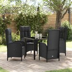 vidaXL Ensemble de salle à manger pour jardin 5 Pièces Noir Poly rotin