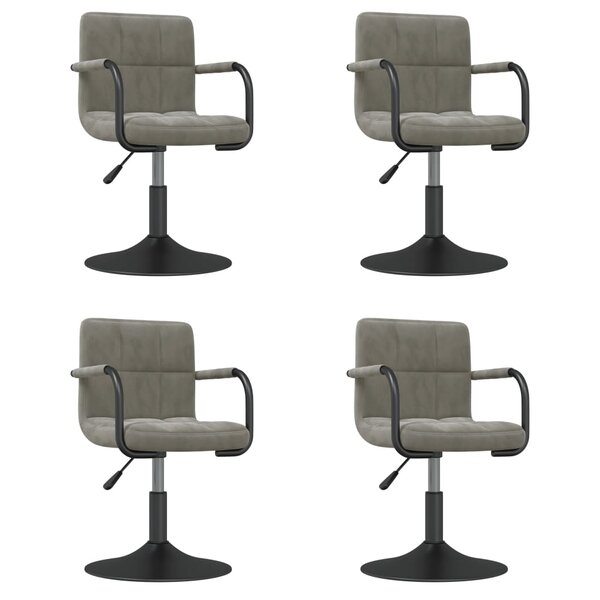 vidaXL Chaises pivotantes à manger lot de 4 gris clair velours