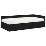 vidaXL Cadre de lit d'angle avec matelas Autre 2 Pièces Noir tissu