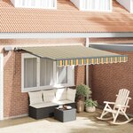 vidaXL Auvent Rétractable Vert et jaune 350 x 250 cm tissu