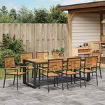 vidaXL Ensemble de salle à manger pour jardin 9 Pièces Noir  Bois