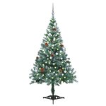 vidaXL Arbre de Noël givré pré-éclairé et boules pommes de pin 150 cm